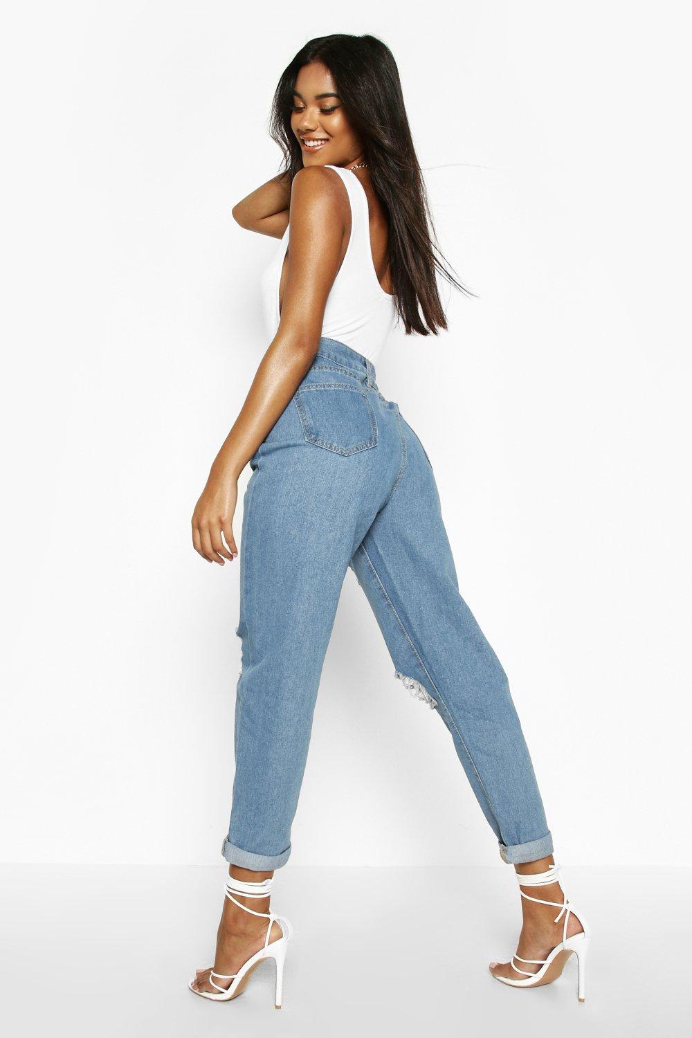 Boohoo ripped hot sale mom jeans